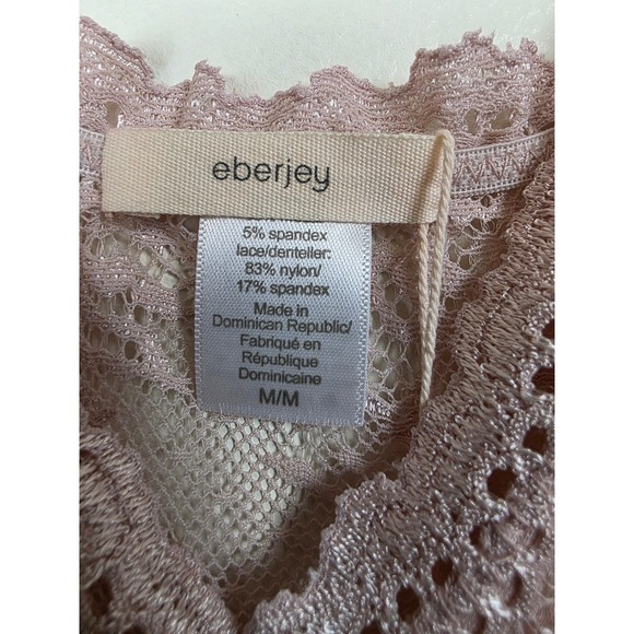 Eberjey Nightgown Womens M Dusty Rose Pink Lace Trim Sexy Babydoll Chemise NWT - Picture 2 of 14